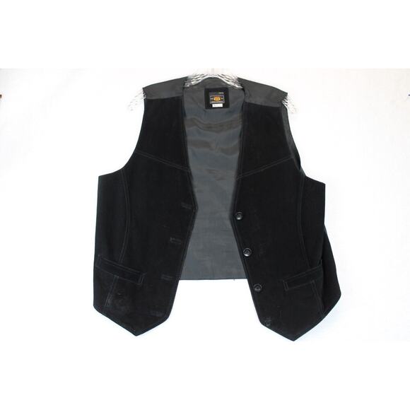 Route 66 Leather Vest Women Large Black Suede Biker Western Wear Front Pockets - Picture 3 of 15
